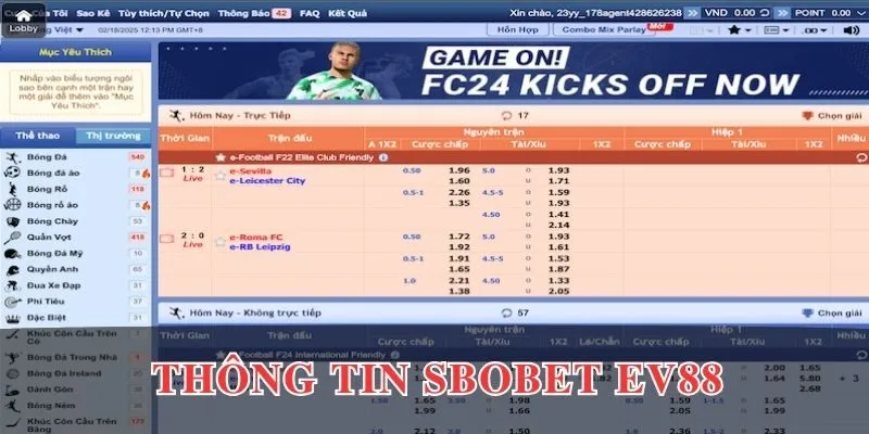 Sbobet EV88 - Tham Gia Thể Thao Không Giới Hạn 2 Thông tin chung về sảnh Sbobet EV88